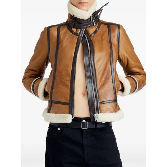 Proenza Schouler Arlo Shearling Leather jacket in Umber 6 - Picture 2 of 10